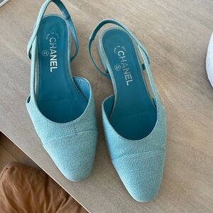 Authentic Chanel Denim Slingbacks 37.5